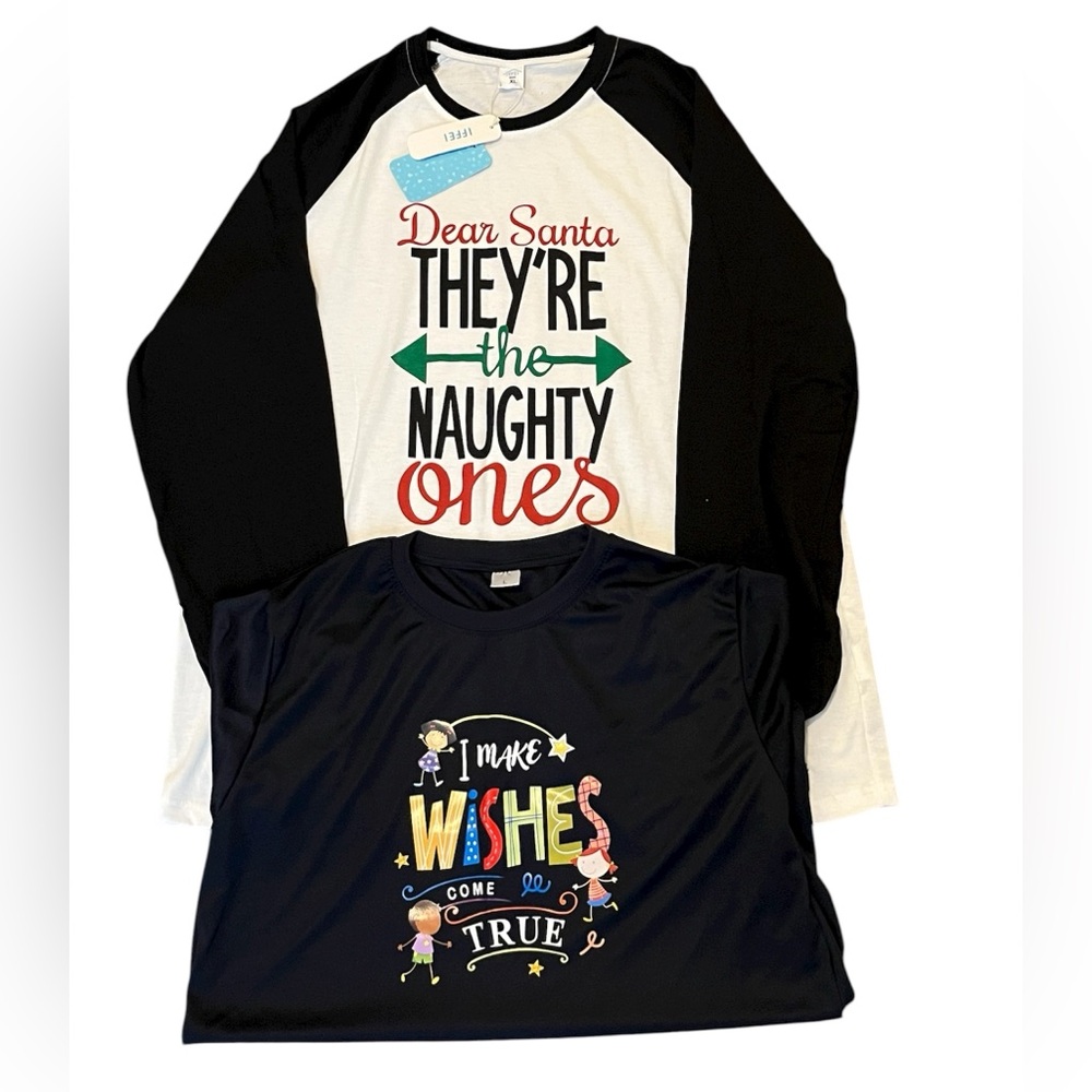 Christmas Dear Santa White Black Red Holiday Long Sleeve T-Shirt Mens:  2XL - Picture 7 of 7
